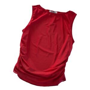 Gab & Kate Joey Red Ruched Sleeveless Top Women’s Medium NWT Romantic Coquette